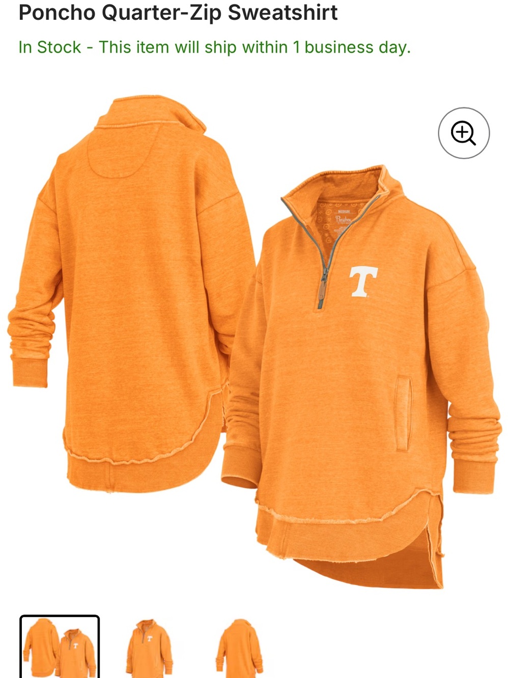 Pressbox Orange Quilted Half-Zip Pullover with White 'T' Logo - Picture 4 of 4